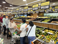 Shoppers are purchasing groceries at the Pothy's market in Thiruvananthapuram (Trivandrum), Kerala, India, on April 08, 2024. Inflation in I...