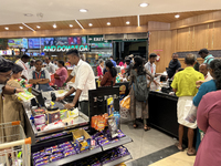 Shoppers are purchasing groceries at the Pothy's market in Thiruvananthapuram (Trivandrum), Kerala, India, on April 08, 2024. (