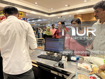 Shoppers are purchasing groceries at the Pothy's market in Thiruvananthapuram (Trivandrum), Kerala, India, on April 08, 2024. (