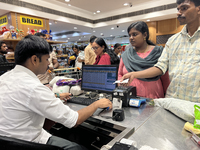 Shoppers are purchasing groceries at the Pothy's market in Thiruvananthapuram (Trivandrum), Kerala, India, on April 08, 2024. (