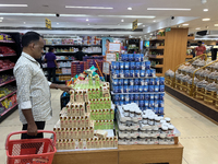 Shoppers are purchasing groceries at the Pothy's market in Thiruvananthapuram (Trivandrum), Kerala, India, on April 08, 2024. (