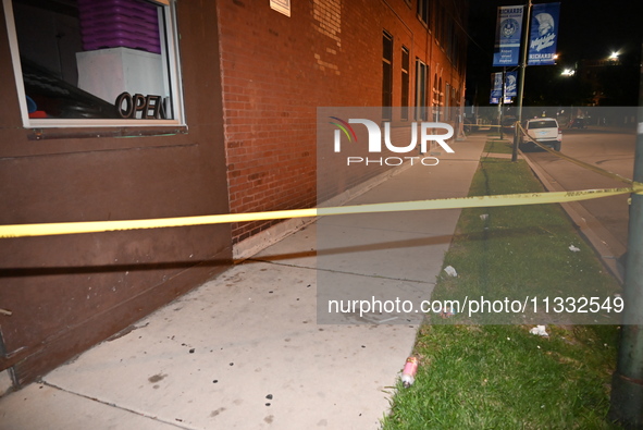 Two people are being shot while standing on the sidewalk in Chicago, Illinois, United States, on June 14, 2024. At approximately 11:50 p.m.,...