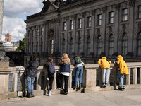 People are enjoying their time near the Spree River in Berlin, Germany, on June 15, 2024. (