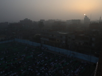 People gather at the club to perform Eid prayers in the village of Dondit, Dakahlia, June 16, 2024. (