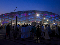 Muslim worshippers are arriving for the Eid al-Adha morning prayers at the Education City Stadium on the first day of the Eid al-Adha holida...