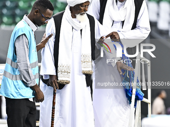 Muslim worshippers are arriving for the Eid al-Adha morning prayers at the Education City Stadium on the first day of the Eid al-Adha holida...