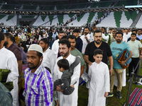 Muslim worshippers are arriving for the Eid al-Adha morning prayers at the Education City Stadium on the first day of the Eid al-Adha holida...