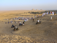 People are performing Eid al-Adha prayers in the village of Abu Sir, Giza, Egypt, on June 16, 2024. (