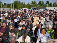 Muslims are performing the Eid al-Adha prayer rituals this morning at Yassine Charari Stadium in Metz, France, on June 16, 2024. (