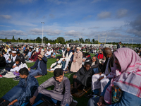 Muslims are performing the Eid al-Adha prayer rituals this morning at Yassine Charari Stadium in Metz, France, on June 16, 2024. (