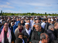 Muslims are performing the Eid al-Adha prayer rituals this morning at Yassine Charari Stadium in Metz, France, on June 16, 2024. (