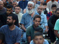 Palestinians are holding Eid al-Adha prayers in Bureij Refugee Camp in the central Gaza Strip, on June 16, 2024, amid the ongoing conflict b...