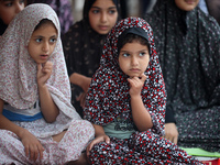 Palestinians are holding Eid al-Adha prayers in Bureij Refugee Camp in the central Gaza Strip, on June 16, 2024, amid the ongoing conflict b...