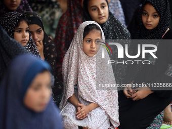 Palestinians are holding Eid al-Adha prayers in Bureij Refugee Camp in the central Gaza Strip, on June 16, 2024, amid the ongoing conflict b...