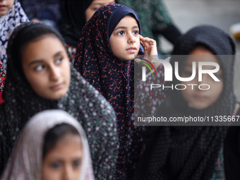 Palestinians are holding Eid al-Adha prayers in Bureij Refugee Camp in the central Gaza Strip, on June 16, 2024, amid the ongoing conflict b...