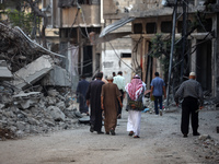 Palestinians are holding Eid al-Adha prayers in Bureij Refugee Camp in the central Gaza Strip, on June 16, 2024, amid the ongoing conflict b...