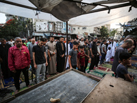 Palestinians are holding Eid al-Adha prayers in Bureij Refugee Camp in the central Gaza Strip, on June 16, 2024, amid the ongoing conflict b...