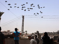 The Royal Jordanian Air Force is dropping humanitarian aid on Deir al-Balah in the central Gaza Strip on June 16, 2024, amid the ongoing con...