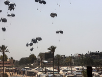 The Royal Jordanian Air Force is dropping humanitarian aid on Deir al-Balah in the central Gaza Strip on June 16, 2024, amid the ongoing con...