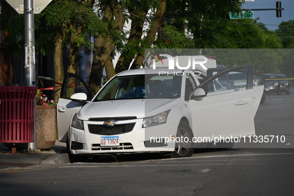 A 26-year-old male is being shot and killed on Father's Day while inside a vehicle in Chicago, Illinois, United States, on June 16, 2024. At...