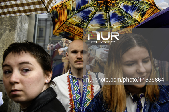 Nearly 500 people are participating on Sunday in Ukraine's capital, Kyiv, in an Equality March organized by the LGBT+ community that is gath...