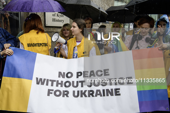 Nearly 500 people are participating on Sunday in Ukraine's capital, Kyiv, in an Equality March organized by the LGBT+ community that is gath...