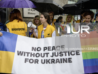 Nearly 500 people are participating on Sunday in Ukraine's capital, Kyiv, in an Equality March organized by the LGBT+ community that is gath...