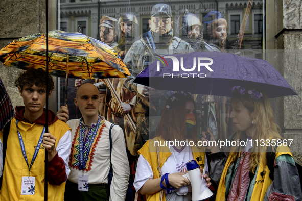 Nearly 500 people are participating on Sunday in Ukraine's capital, Kyiv, in an Equality March organized by the LGBT+ community that is gath...