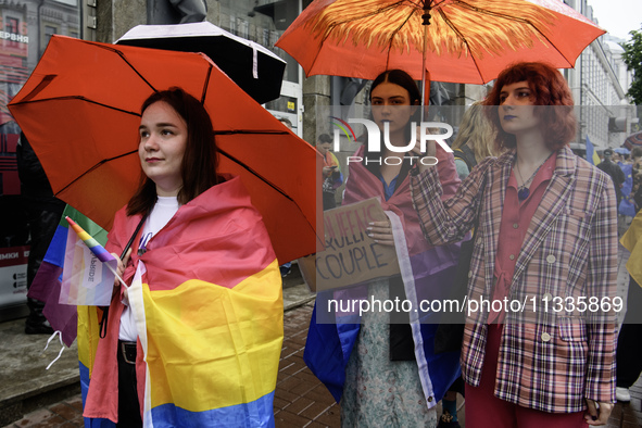 Nearly 500 people are participating on Sunday in Ukraine's capital, Kyiv, in an Equality March organized by the LGBT+ community that is gath...