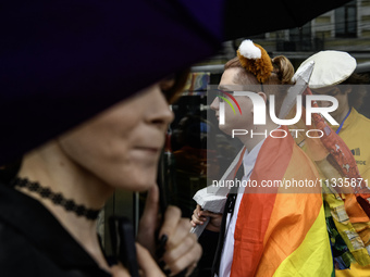 Nearly 500 people are participating on Sunday in Ukraine's capital, Kyiv, in an Equality March organized by the LGBT+ community that is gath...