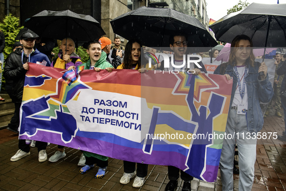 Nearly 500 people are participating on Sunday in Ukraine's capital, Kyiv, in an Equality March organized by the LGBT+ community that is gath...