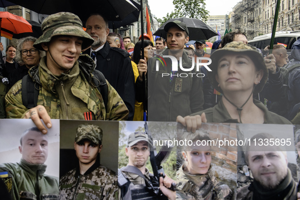 Ukrainian servicemen are taking part in the Equality March, organized by the LGBT+ community that is gathering for the first time since Russ...