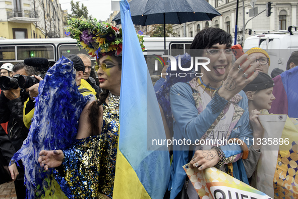 Nearly 500 people are participating on Sunday in Ukraine's capital, Kyiv, in an Equality March organized by the LGBT+ community that is gath...