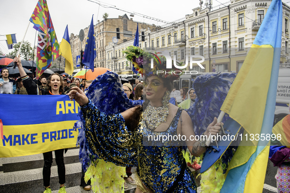 Nearly 500 people are participating on Sunday in Ukraine's capital, Kyiv, in an Equality March organized by the LGBT+ community that is gath...