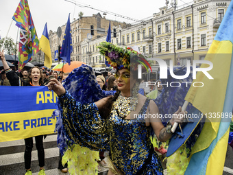 Nearly 500 people are participating on Sunday in Ukraine's capital, Kyiv, in an Equality March organized by the LGBT+ community that is gath...