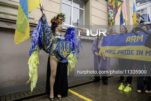 Nearly 500 people are participating on Sunday in Ukraine's capital, Kyiv, in an Equality March organized by the LGBT+ community that is gath...