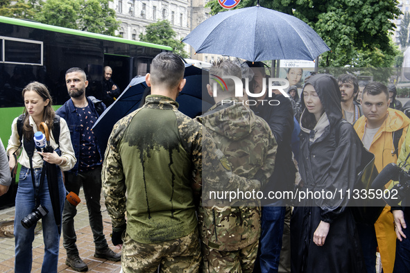 Ukrainian servicemen are taking part in the Equality March, organized by the LGBT+ community that is gathering for the first time since Russ...