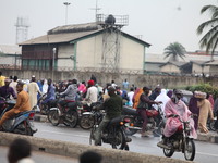 Commercial motorcyclists are awaiting passengers as Muslim faithful are praying to mark the Eid-El-Kabir festival in Ikeja, Lagos, Nigeria,...