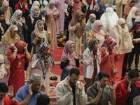 Members of the Muslim community in Mexico City, Mexico, are praying inside the facilities of the Plan Sexenal on the occasion of the celebra...