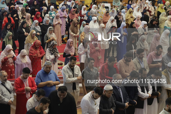 Members of the Muslim community in Mexico City, Mexico, are praying inside the facilities of the Plan Sexenal on the occasion of the celebra...