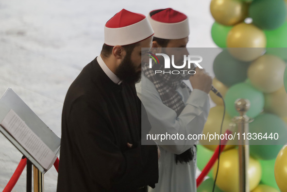 Members of the Muslim community in Mexico City, Mexico, are praying inside the facilities of the Plan Sexenal on the occasion of the celebra...