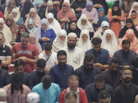 Members of the Muslim community in Mexico City, Mexico, are praying inside the facilities of the Plan Sexenal on the occasion of the celebra...