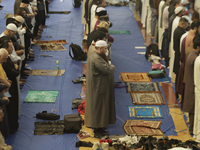 Members of the Muslim community in Mexico City, Mexico, are praying inside the facilities of the Plan Sexenal on the occasion of the celebra...