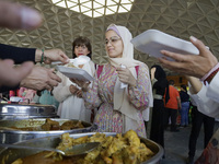 Members of the Muslim community in Mexico City, Mexico, on Eid al-Adha, are breaking their fast inside the facilities of the Plan Sexenal to...