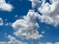 A heart-shaped cumulus cloud floats in the blue sky over Lecce, Italy, on June 14, 2024. (