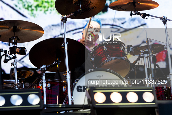 Tre Cool of Green Day is performing live in concert during the IDays Festival 2024 in Milano, Italy, on June 16, 2024 