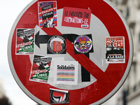 CAEN, FRANCE - JUNE 16: 
A sticker left on a road sign by participants of the 2024 Pride Parade in the Caen city center, seen on June 16, 20...