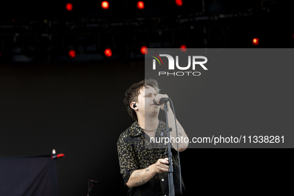 Conor Mason of Nothing But Thieves is performing live in concert during the I-Days Festival 2024 in Milano, Italy, on June 16, 2024 