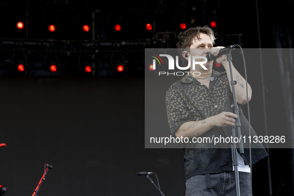 Conor Mason of Nothing But Thieves is performing live in concert during the I-Days Festival 2024 in Milano, Italy, on June 16, 2024 