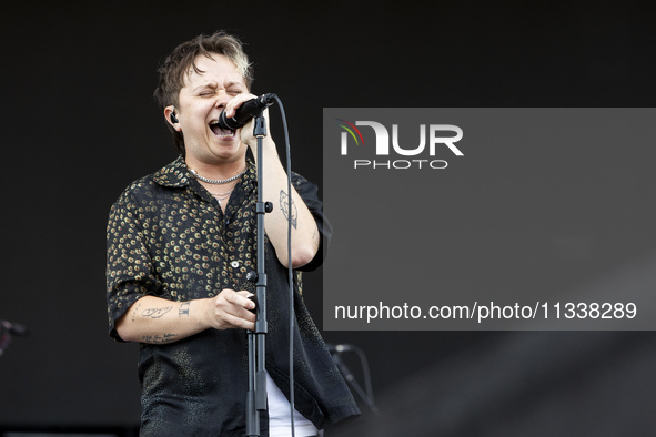 Conor Mason of Nothing But Thieves is performing live in concert during the I-Days Festival 2024 in Milano, Italy, on June 16, 2024 